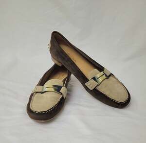 Tommy Bahama Two Tone Brown Leather Driving Loafers Size 8.5